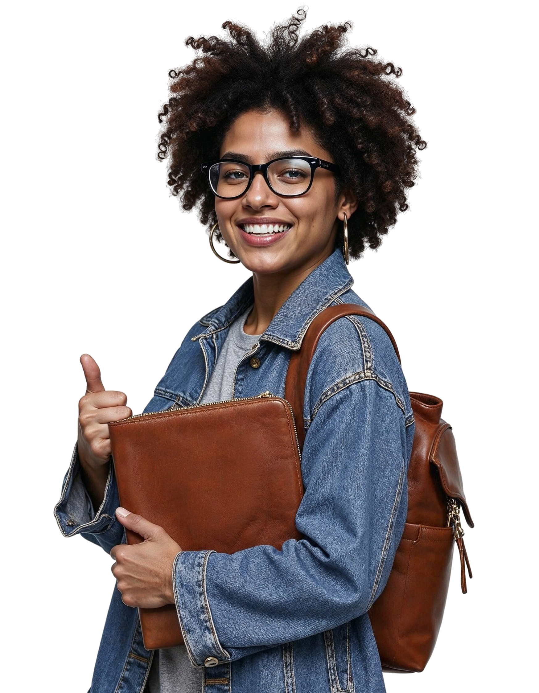 Smiling student giving thumbs up