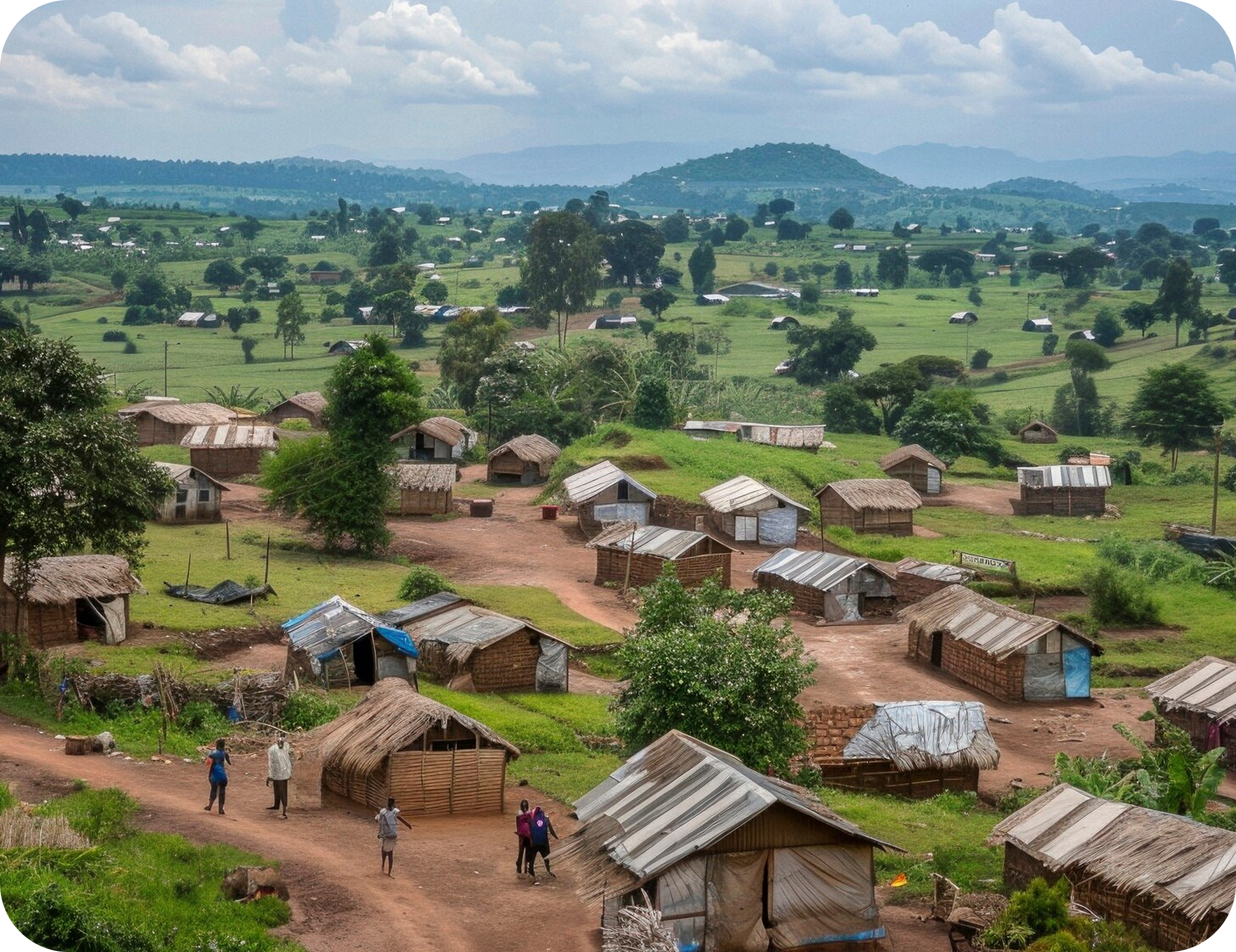 Rural village aerial view